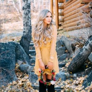 Vici Yellow Lace Mini dress